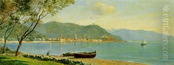 Noli Ved Genua Oil Painting by August Fischer