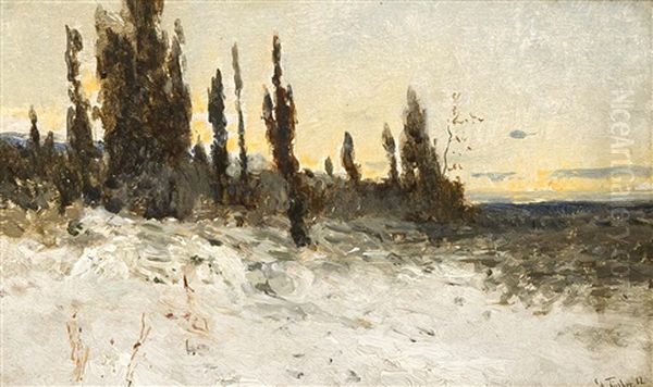 Winterimpression Oil Painting by Eduard Fischer