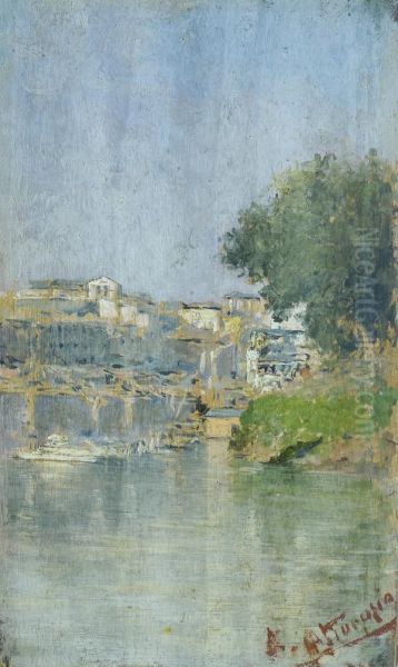 Lungo Tevere Oil Painting by Natale Attanasio