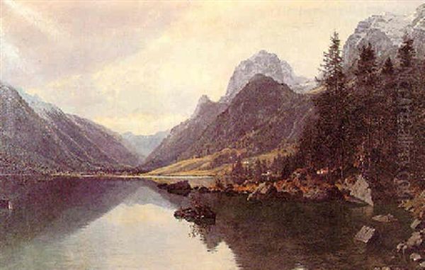 Paisaje De Montana Con Rio Oil Painting by Hans Christian Fischer