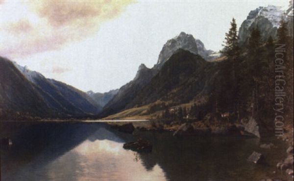 Paisaje De Montana Con Ro Oil Painting by Hans Christian Fischer