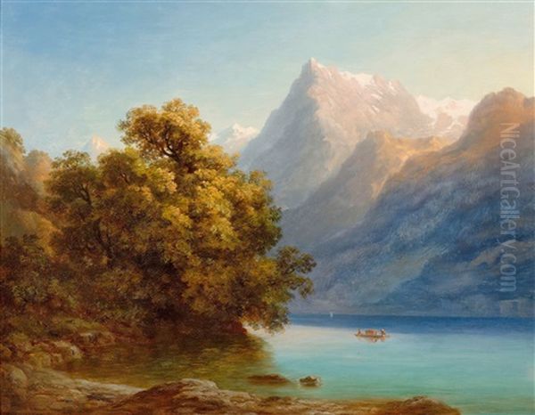 Urnersee With Gitschenstock Oil Painting by Heinrich Fischer