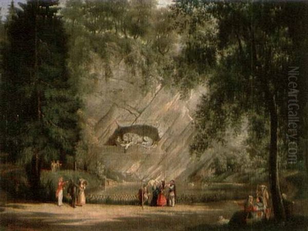 Das Lowendenkmal In Luzern Oil Painting by Heinrich Fischer