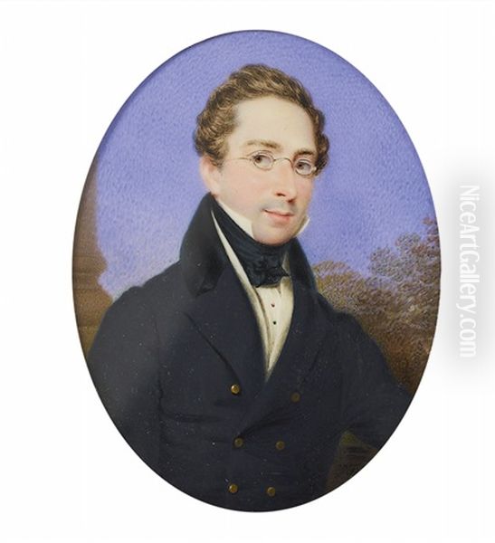 A Miniature Self Portrait Of Johann Georg Paul Fischer Oil Painting by Johann Georg Paul Fischer