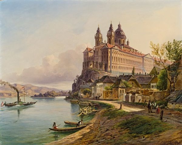 Blick Auf Stift Melk An Der Donau by Joseph Fischer