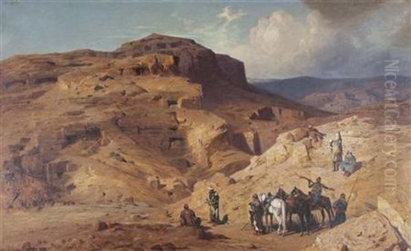 Bedouin Near Masada Oil Painting by Ludwig Hans Fischer