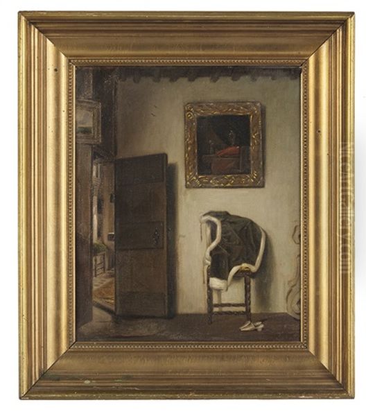 Dutch Interior Oil Painting by Vilhelm Theodor Fischer