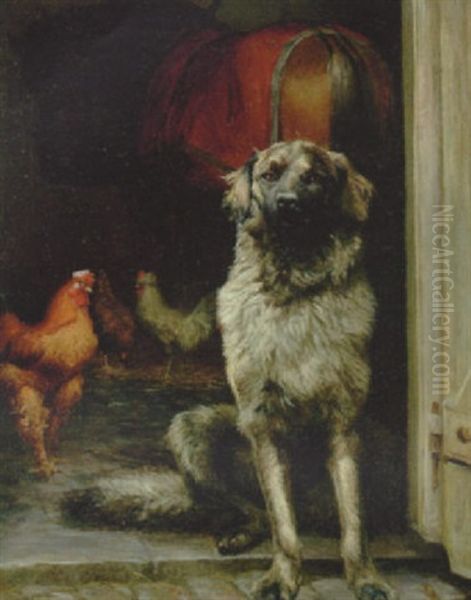 Hundeportraet Oil Painting by Vilhelm Theodor Fischer