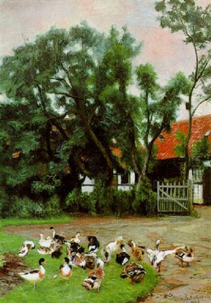 Entenhof Oil Painting by Vilhelm Theodor Fischer