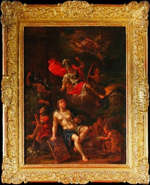 Apollo And Artists Studio Oil Painting by Vinzenz Fischer