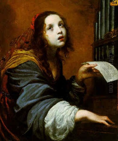 Saint Cecilia Oil Painting by Felice (il Risposo) Fischerelli