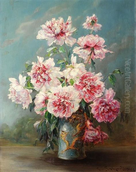 Pfingstrosen In Chinesischer Vase Oil Painting by Georg Fischer-Elpons