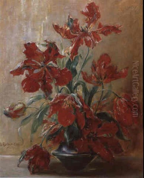 Stilleben Mit Tulpen In Vase Oil Painting by Georg Fischer-Elpons