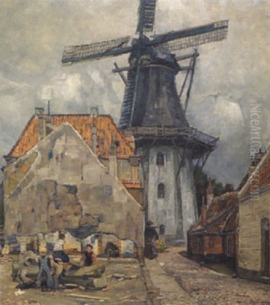 Motiv Aus Emden Oil Painting by Adolf Fischer-Gurig