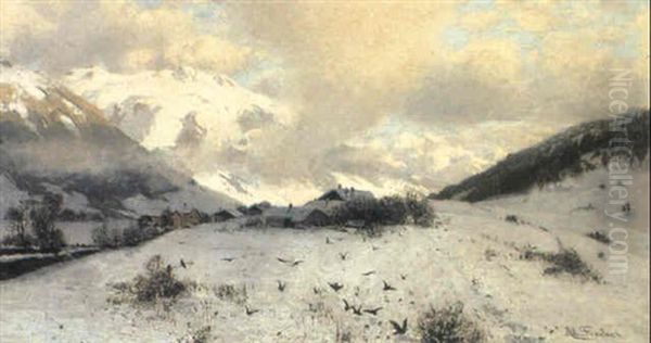 Winterabend Oil Painting by Adolf Fischer-Gurig