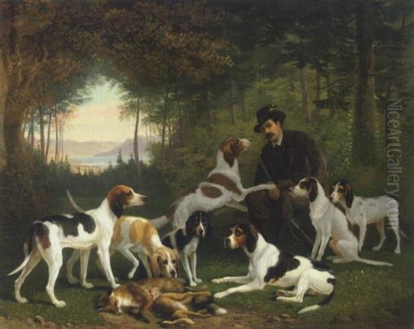 Retour De Chasse Oil Painting by Jakob Henri Fischer-Hinnen