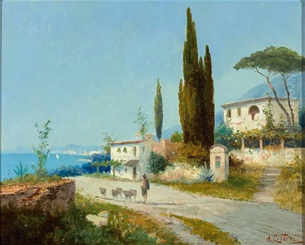 'motiv Auf Ischia' Oil Painting by Georg Fischhof