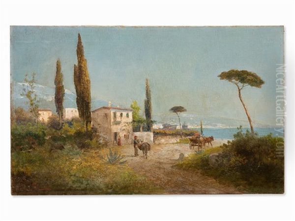 Italian Landscape Oil Painting by Georg Fischhof