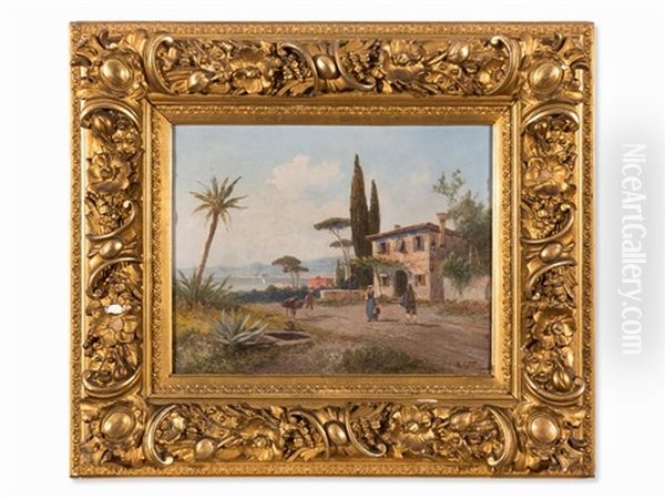 Italian View Oil Painting by Georg Fischhof