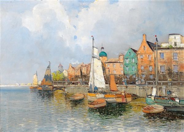 Dutch View Oil Painting by Georg Fischhof