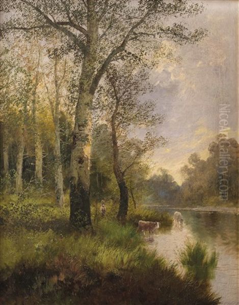 Heustadlwasser Im Prater Oil Painting by Georg Fischhof