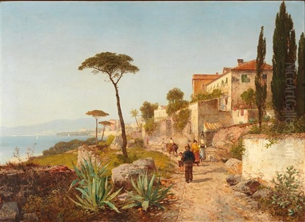 Scene Of Castellmare Oil Painting by Georg Fischhof