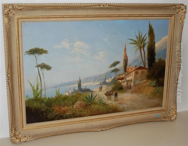 Kustenlandschaft In Suditalien Oil Painting by Georg Fischhof