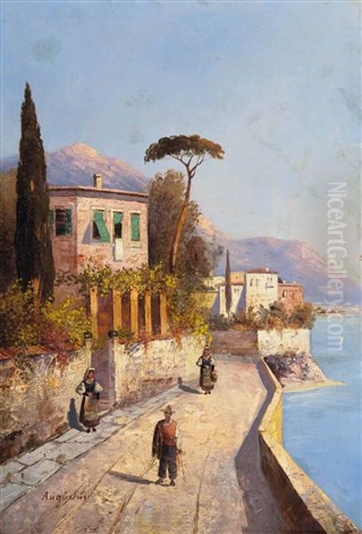 Lago Maggiore Oil Painting by Georg Fischhof