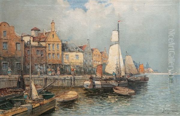 Emden Oil Painting by Georg Fischhof