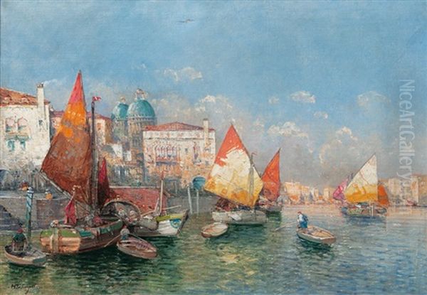 Capriccio Of Venice Oil Painting by Georg Fischhof