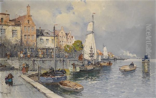 An Der Mole Oil Painting by Georg Fischhof