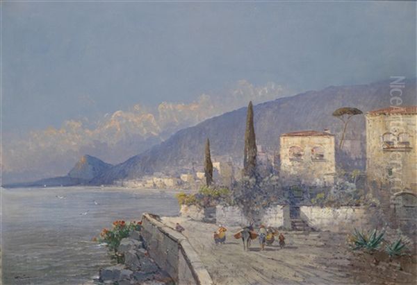 Motiv Aus Capri Oil Painting by Georg Fischhof