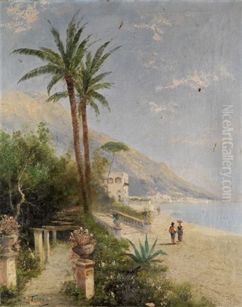 Italienische Kustenlandschaft Oil Painting by Georg Fischhof