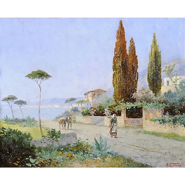 Paesaggio A Ischia Oil Painting by Georg Fischhof