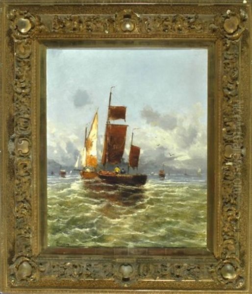 Fischerboote Auf Offener See Oil Painting by Georg Fischhof