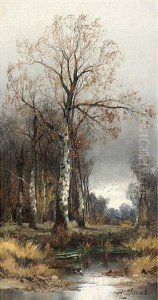 Herbstwald Oil Painting by Georg Fischhof