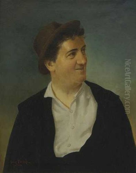 Portrait Eines Mannes Mit Hut Oil Painting by Georg Fischhof