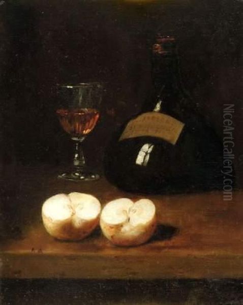 Nature Morte A La Pomme Oil Painting by Antoine Ferdinand Attendu