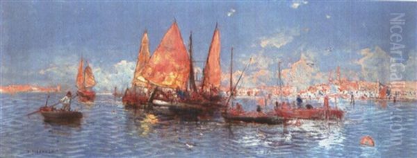 Ansicht Von Istanbul Mit Fischern Oil Painting by Georg Fischhof