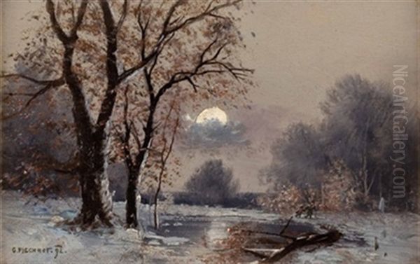 Winternacht Oil Painting by Georg Fischhof