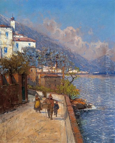 Motiv Vom Gardasee (?) Oil Painting by Georg Fischhof