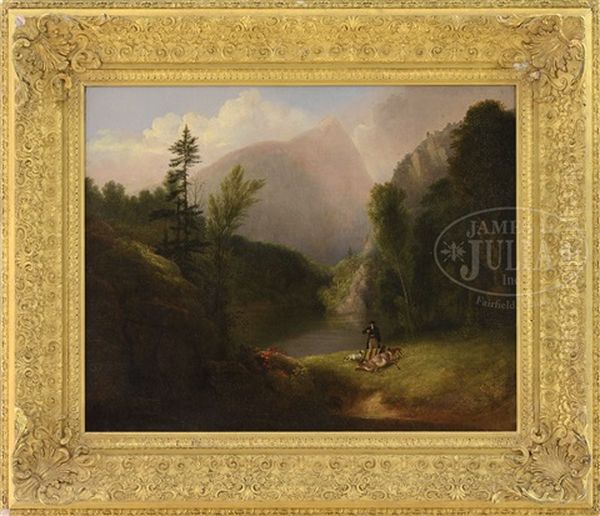 Hunter With Deer Beside A Lake Oil Painting by Alvan Fisher