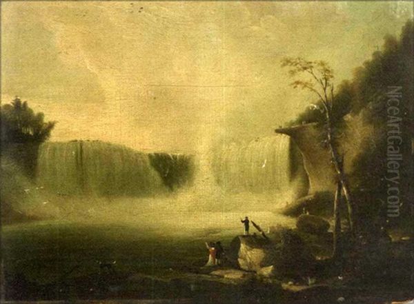 View Of Niagara, The Horseshoe Falls With Table Rock Oil Painting by Alvan Fisher