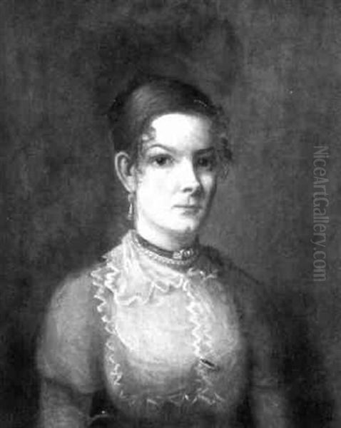 Portrait Of Martha May Ellis In Pink Oil Painting by Alvan Fisher