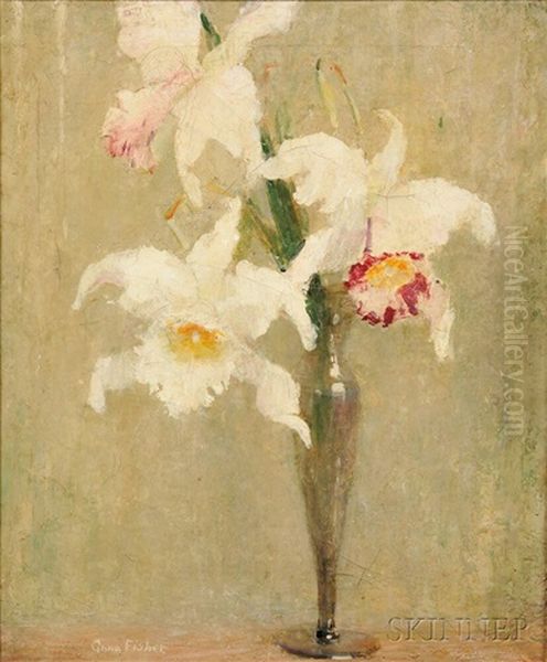 White & Pink Orchids Oil Painting by Anna S. Fisher