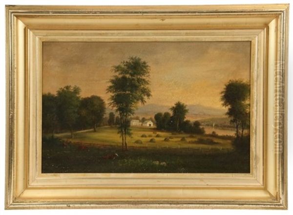 Shelburne, Vt Farm Overlooking Adirondack Mountains by D.A. Fisher