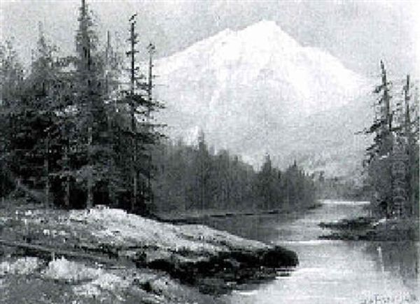 Mountain Landscape Oil Painting by D.A. Fisher