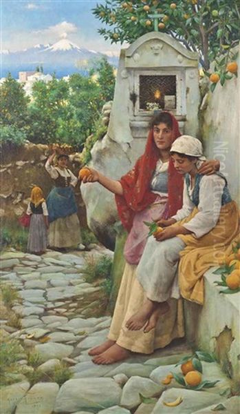 The Orange Sellers Oil Painting by Horace Fisher