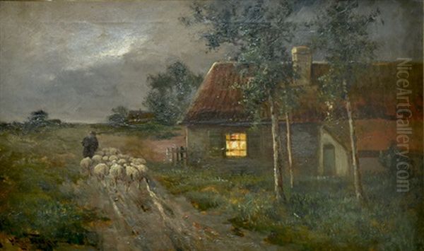 Resting Home With The Flock by Hugo Anton Fisher