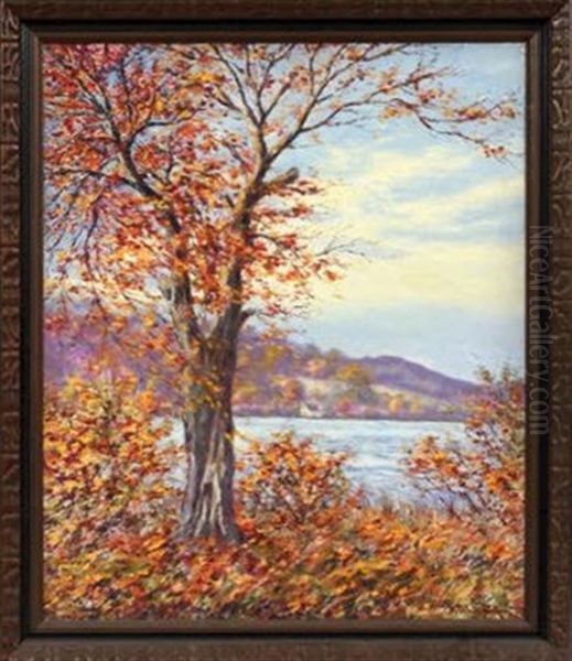 Fall Landscape With Water Oil Painting by Hugo Melville Fisher